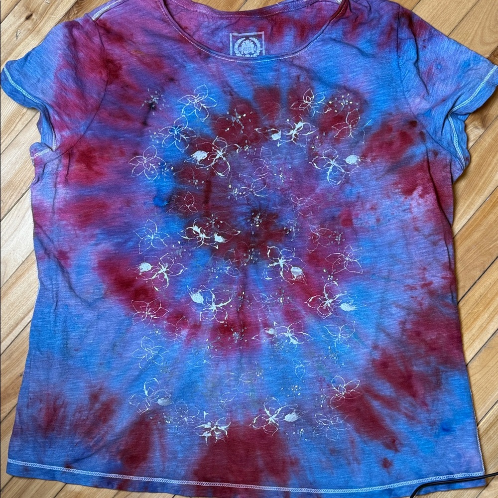 Tie-Dye Women's Top - Red and Blue - Picture 8 of 10
